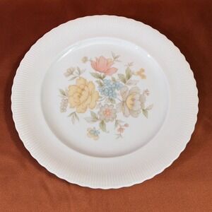 Vintage Ichiyama Toen Japan Floral Porcelain Dinner Plates Set of 6 Ribbed Edge